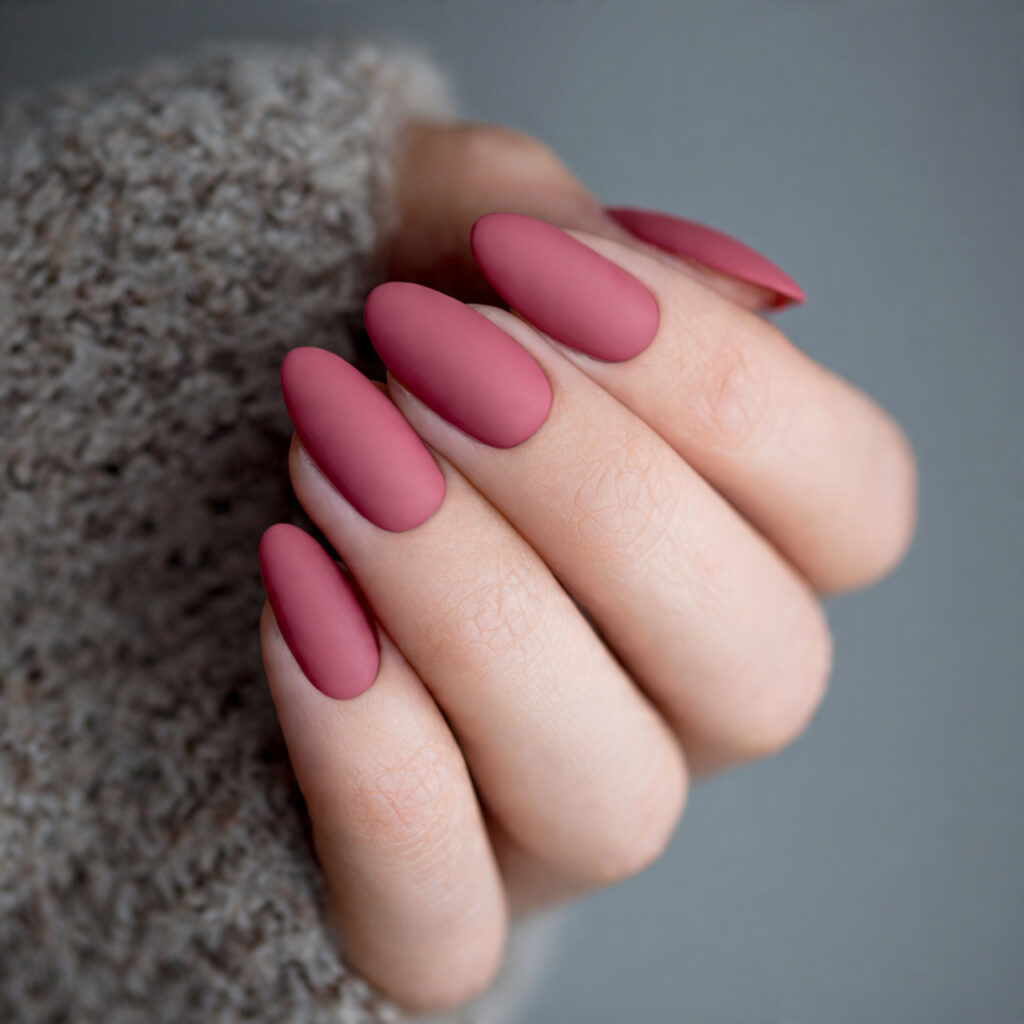 dusty rose matte nails offer a sophisticated