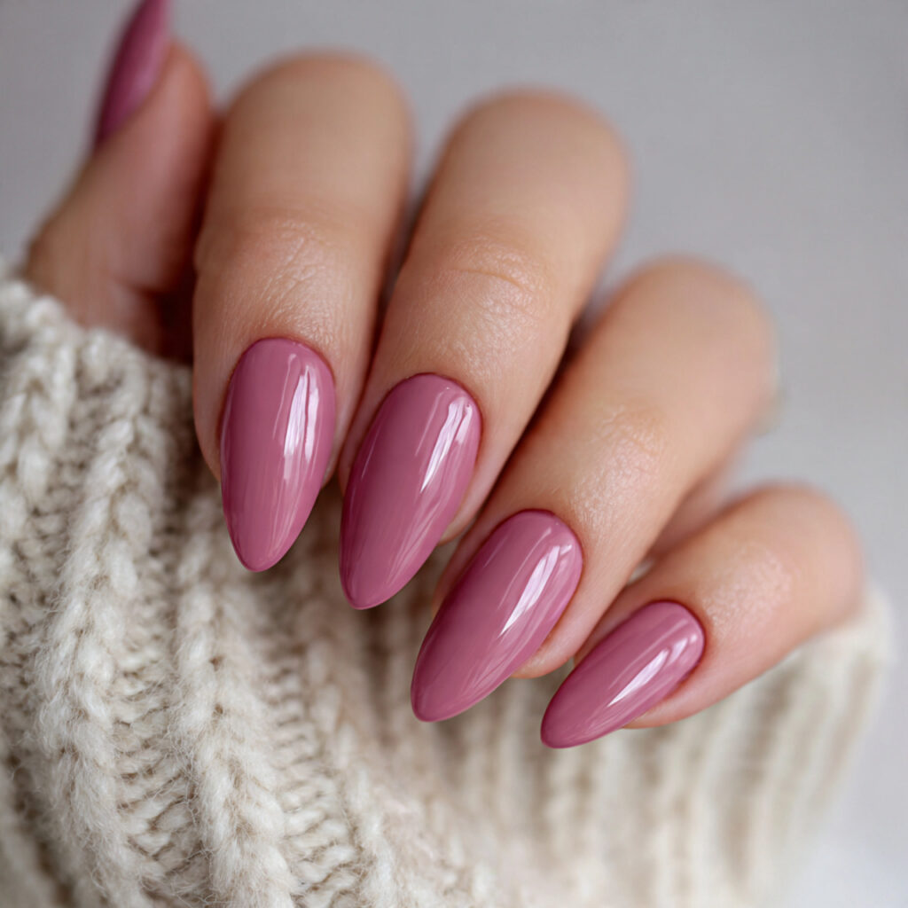 dusty rose valentine nails almond shape short