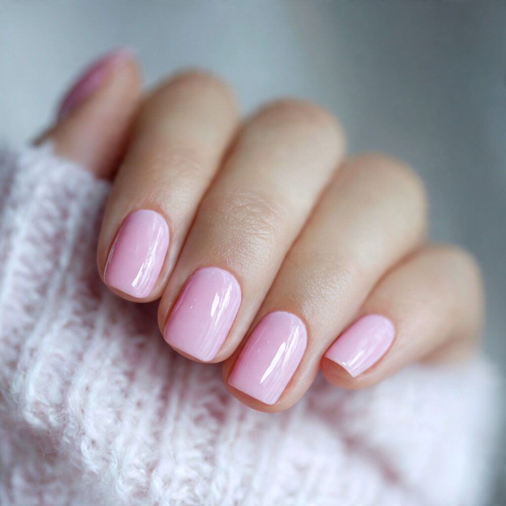 early spring nails with a sheer pink