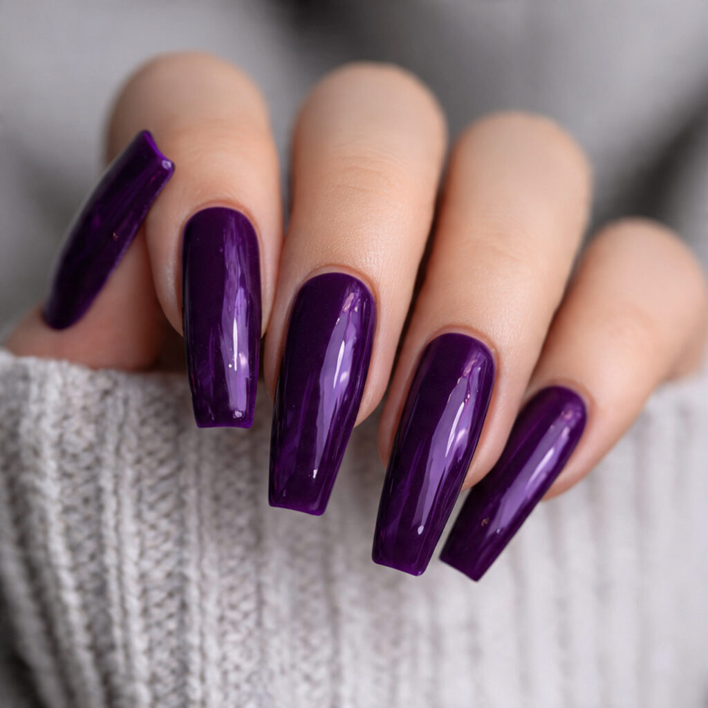 eggplant purple coffin nails