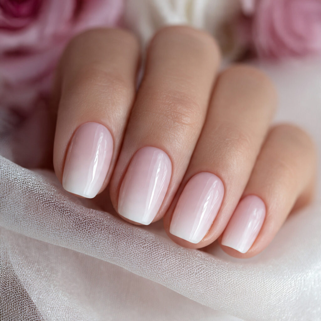 elegant nails with a minimal french fade