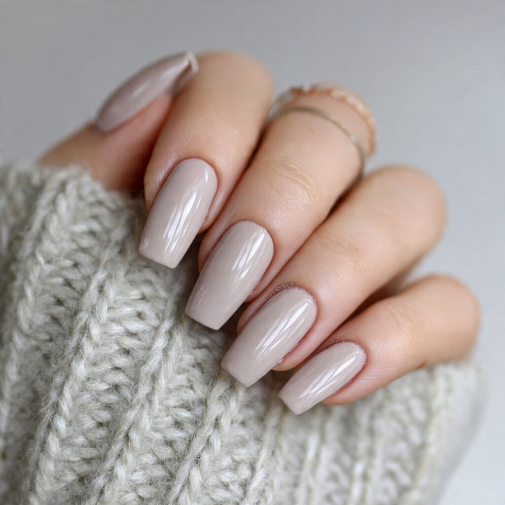 elegant neutral coffin nails create a bold