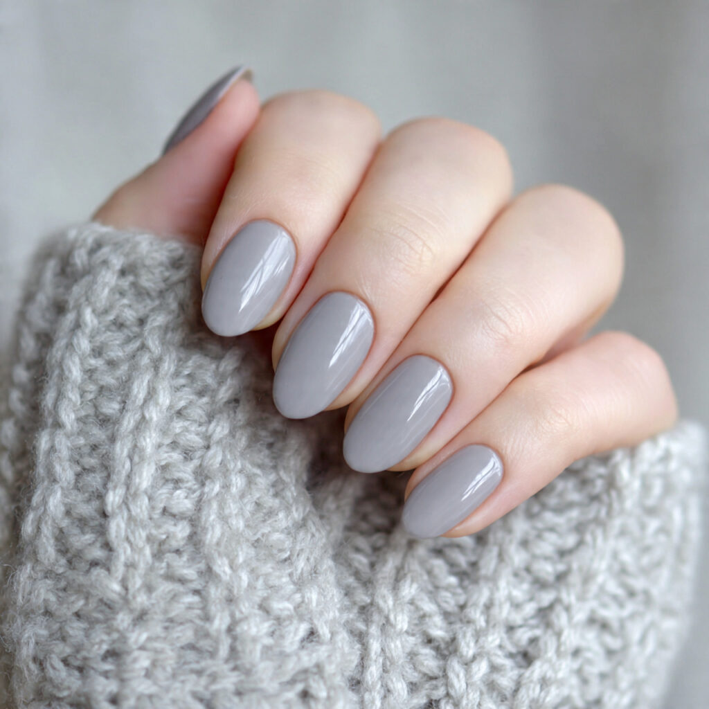 elegant soft gray valentine nails create a