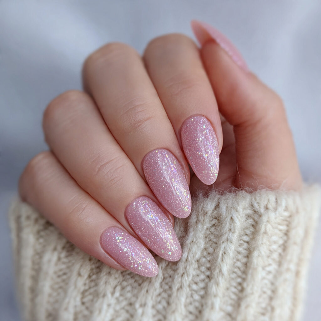 elegant valentine nails almond long that shimmer
