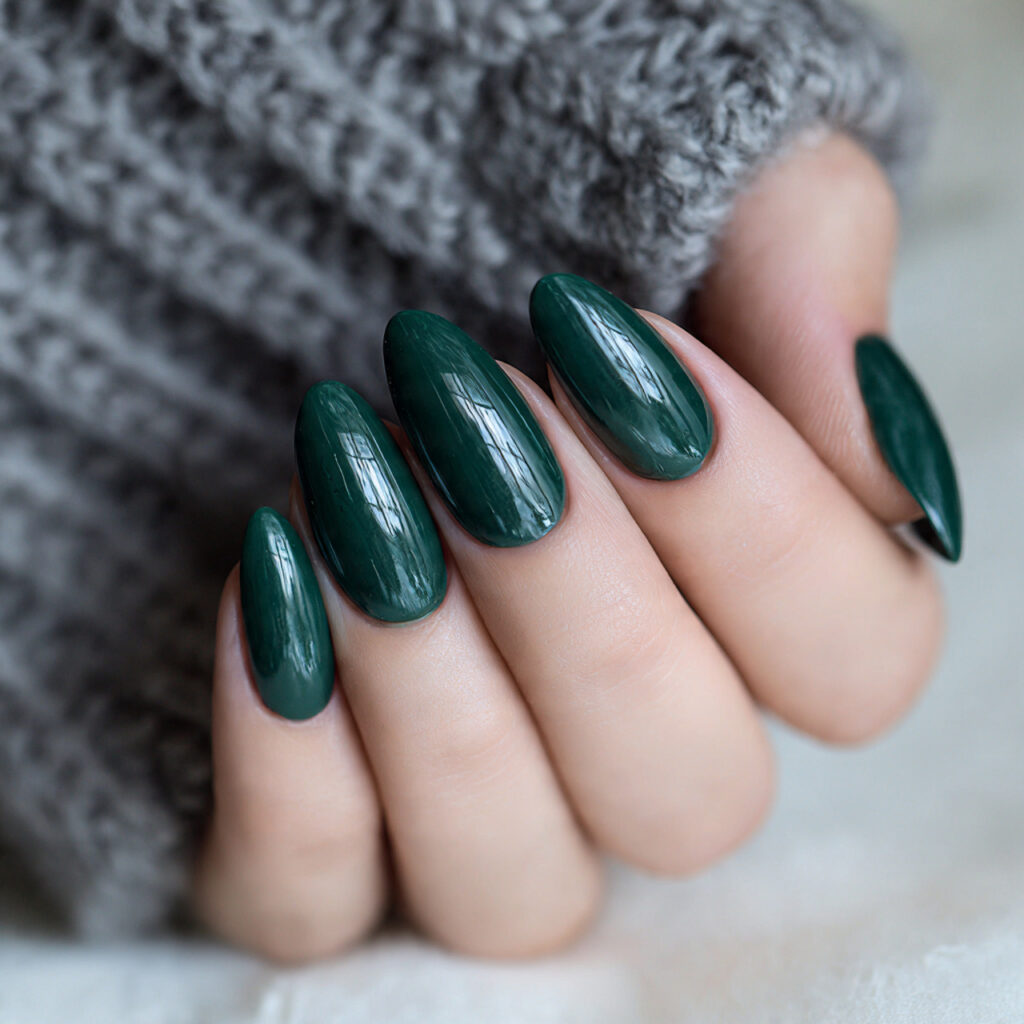 emerald green nails bring richness and elegance