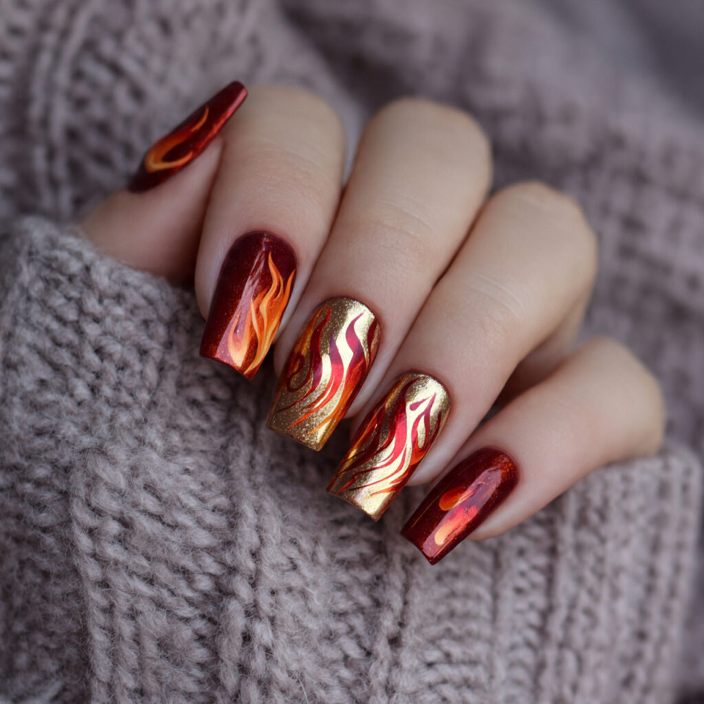 25 Leo Nail Ideas That Are Bold, Glam, and Confident 21 fire inspired nails are a perfect leo nail