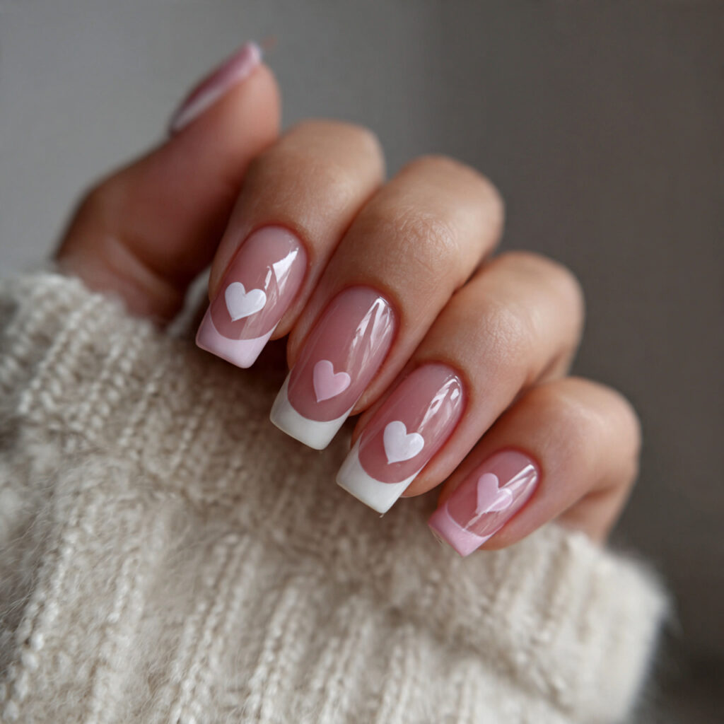 27 Heart Nail Designs for Romantic & Classy Nails 5 french tip designs with heart details on