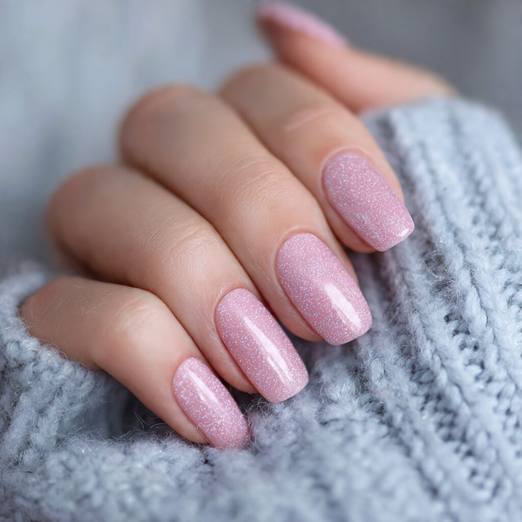 frosted cozy february nails add a soft