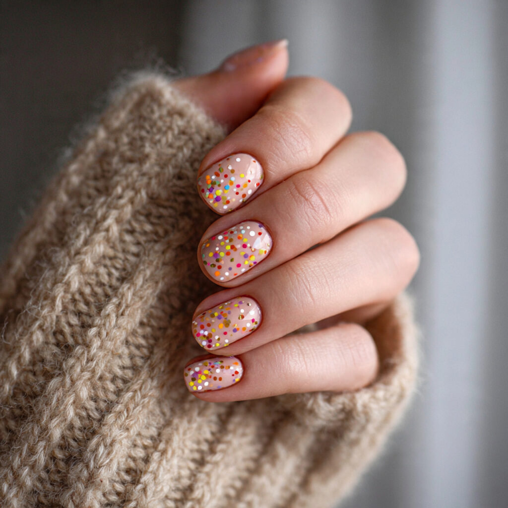 fun winter nails with confetti details feel