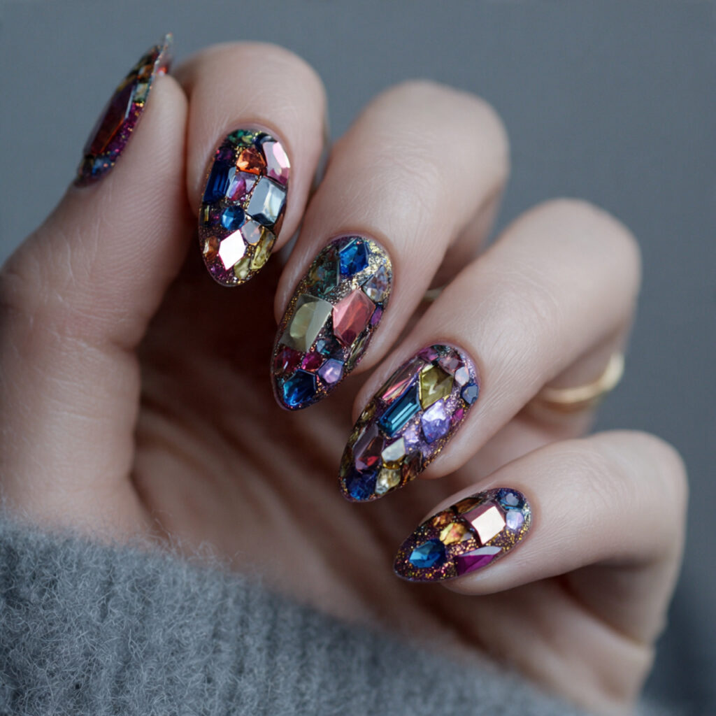 25 Leo Nail Ideas That Are Bold, Glam, and Confident 20 gemstone nails with bold sparkle