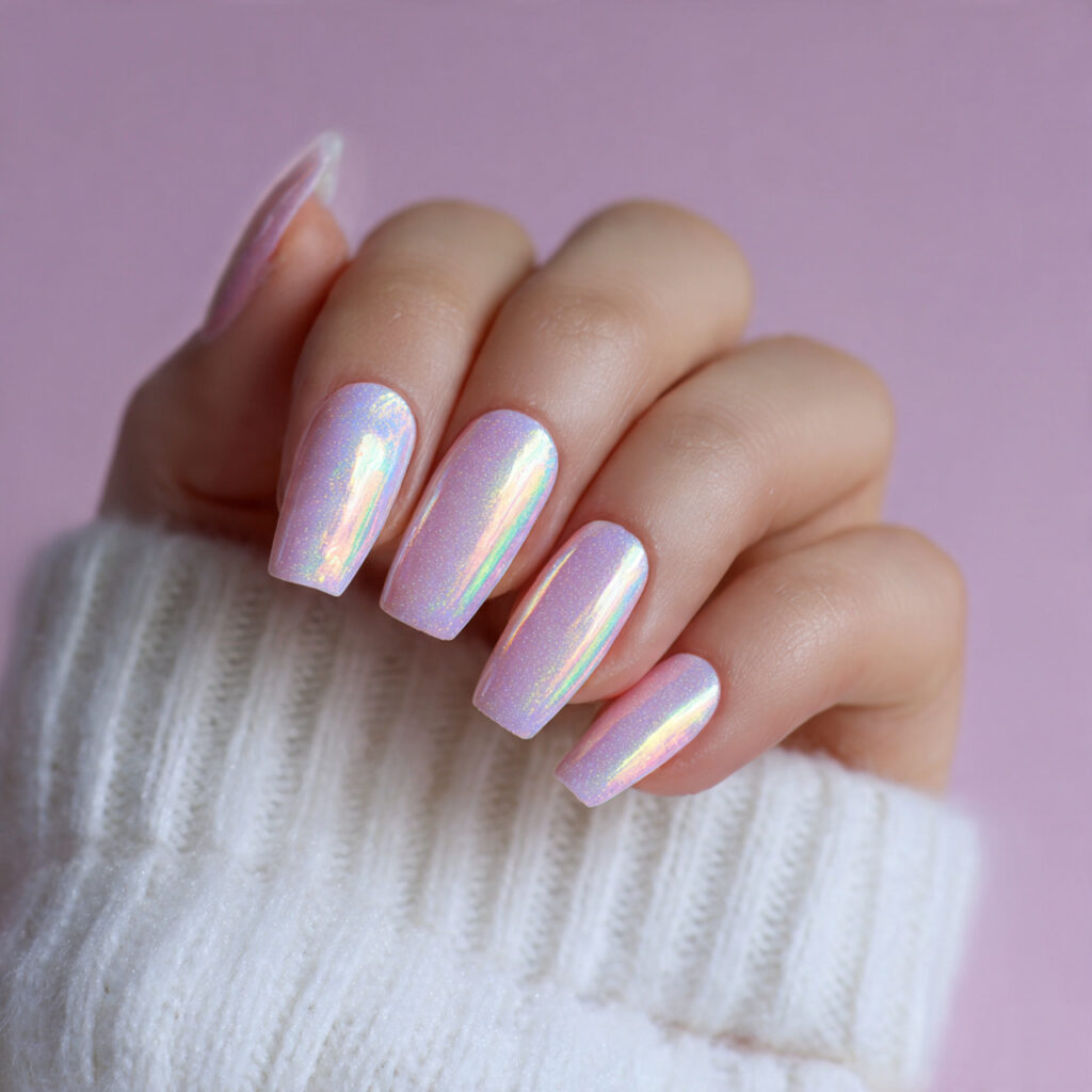 glazed donut nails recreate pearlescent iridescent finish