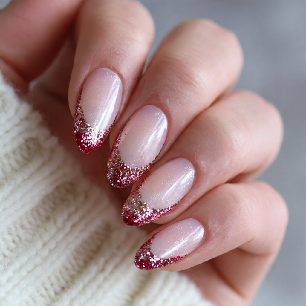 glitter french tips create sparkling valentine nails 1