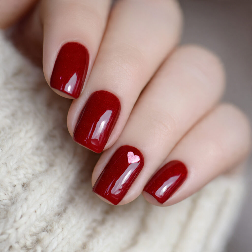 27 Heart Nail Designs for Romantic & Classy Nails 14 glossy red polish creates bold elegance the