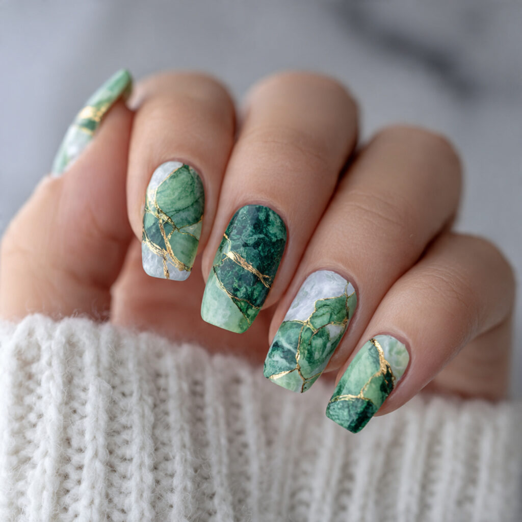 green marble nails recreate natural stone s elegant