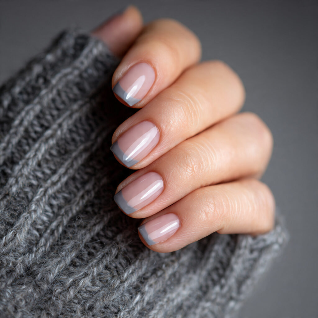 grey french tip january nails give a