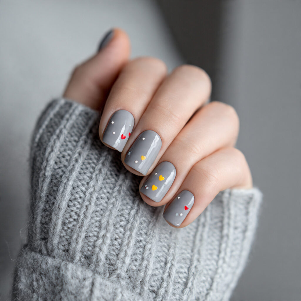 grey january nails with cute minimal accents