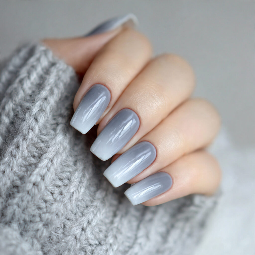 grey ombre january nails create a smooth