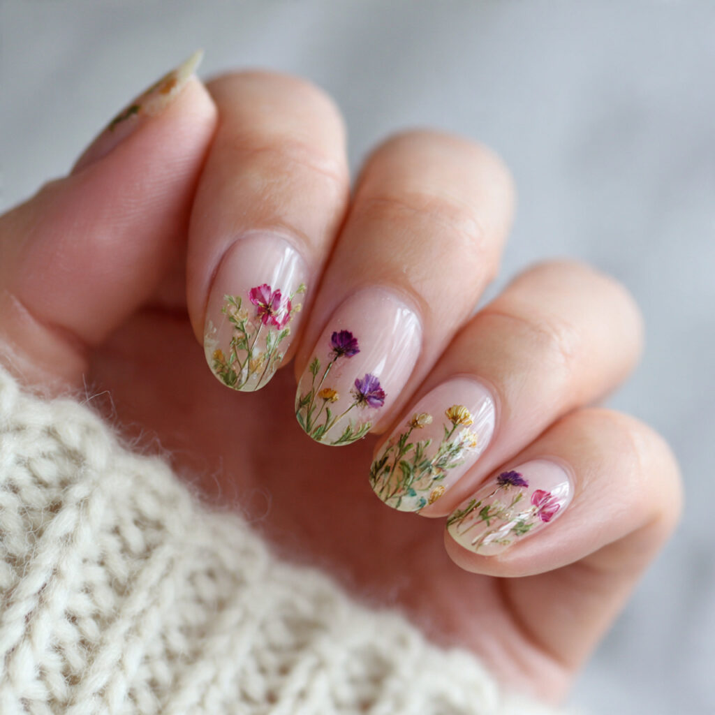 hand painted wildflowers add an artistic and