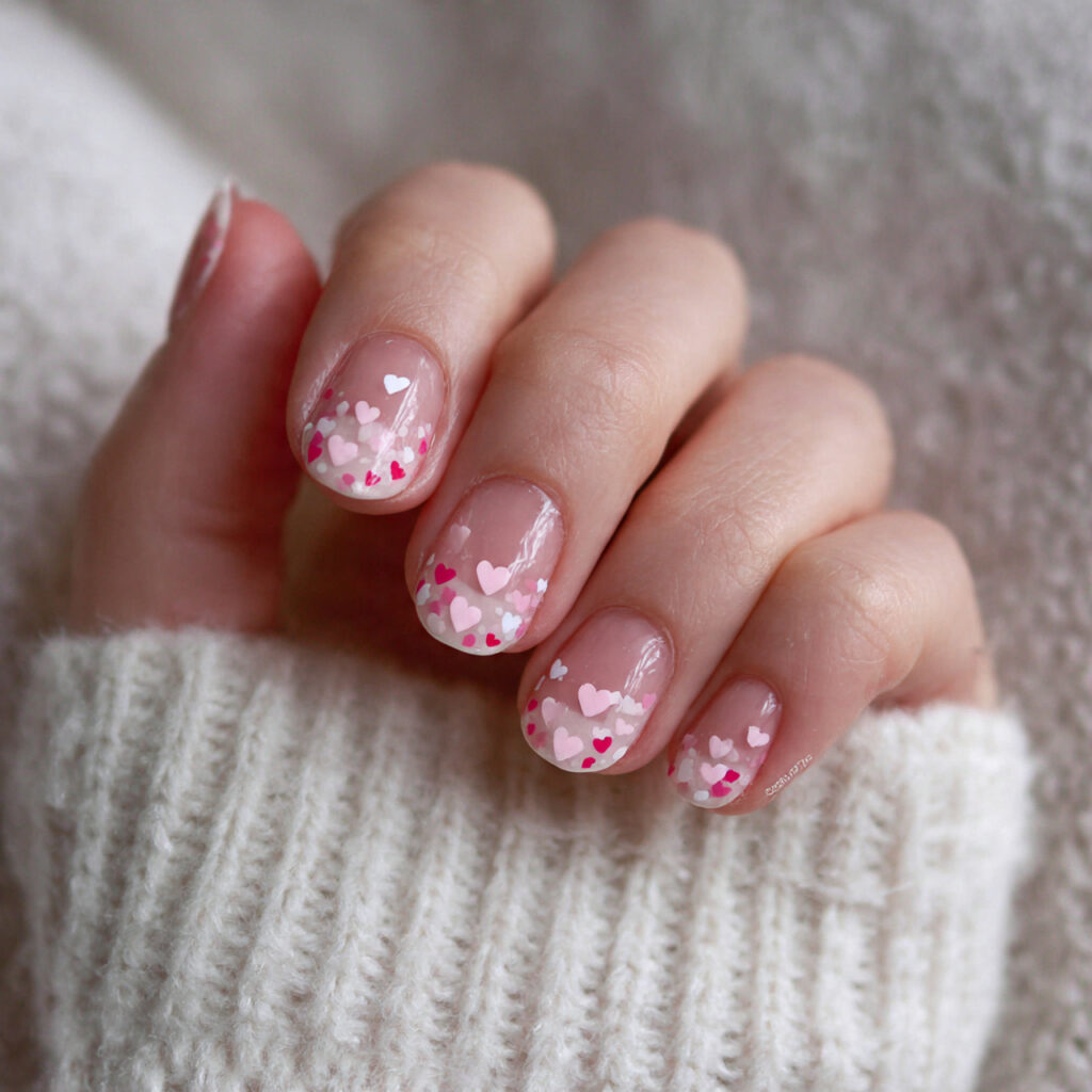 heart confetti valentine nails create a playful