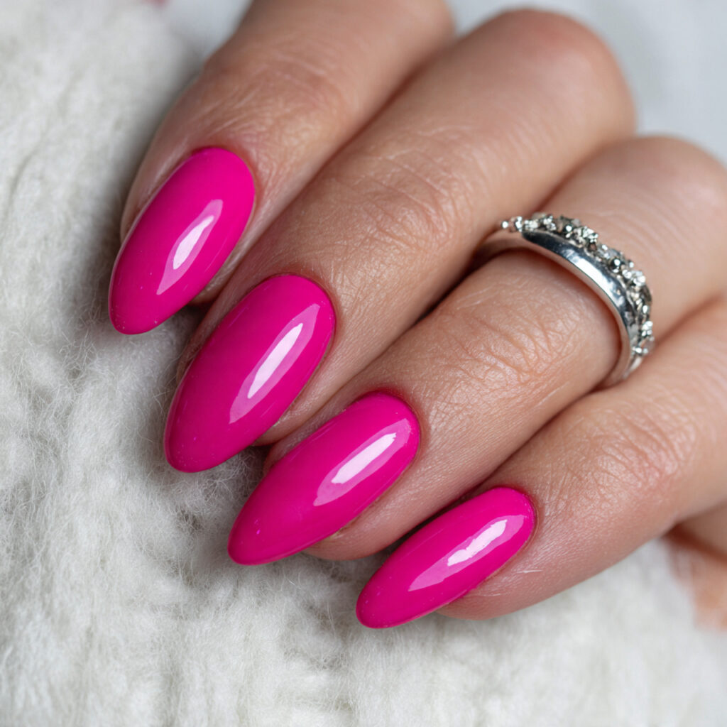 25 Leo Nail Ideas That Are Bold, Glam, and Confident 11 hot pink nails with a glam finish