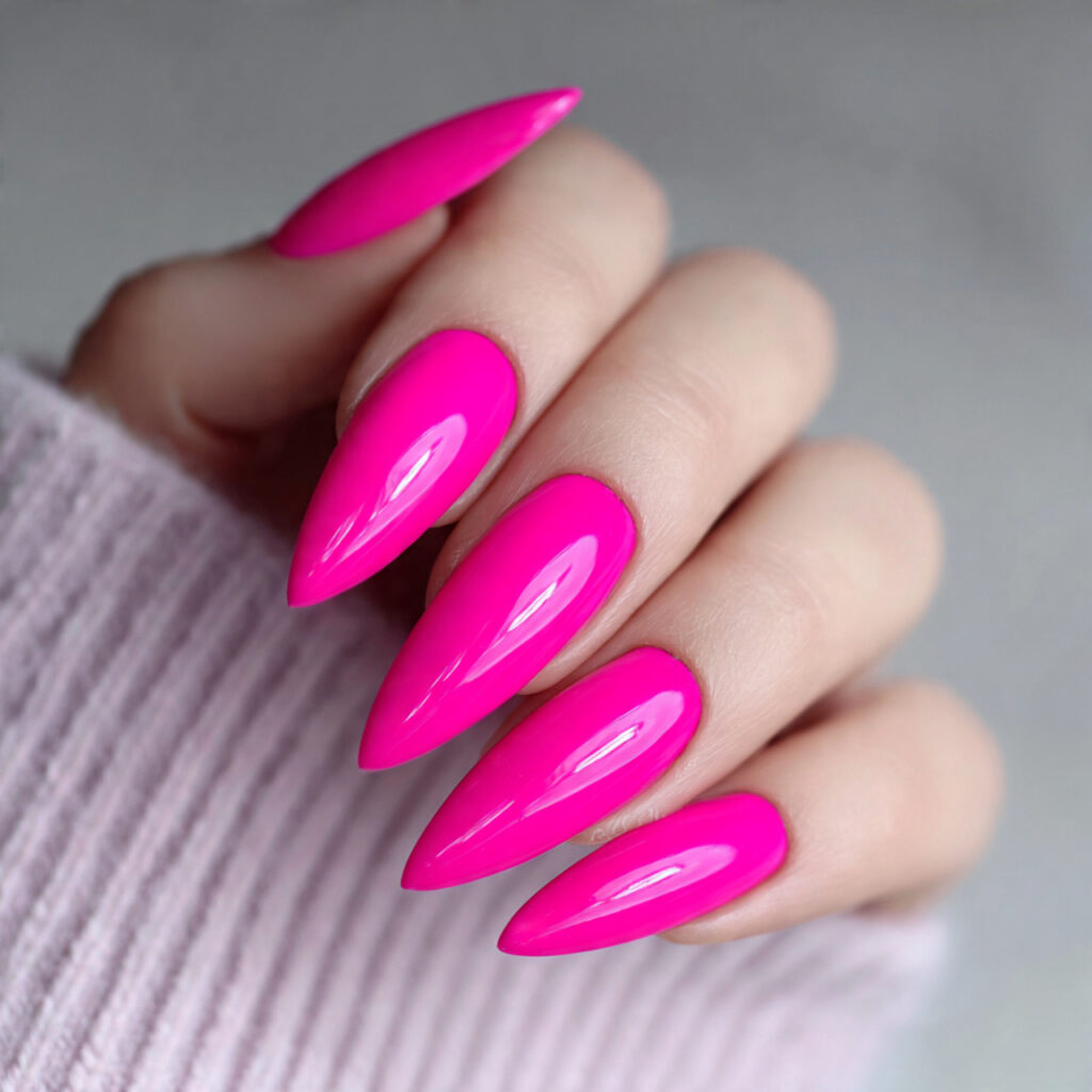 hot pink stiletto nails
