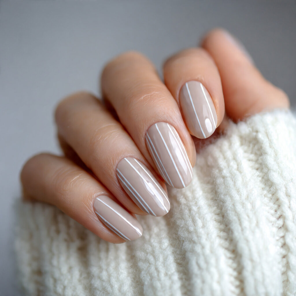 january nails with a single thin accent