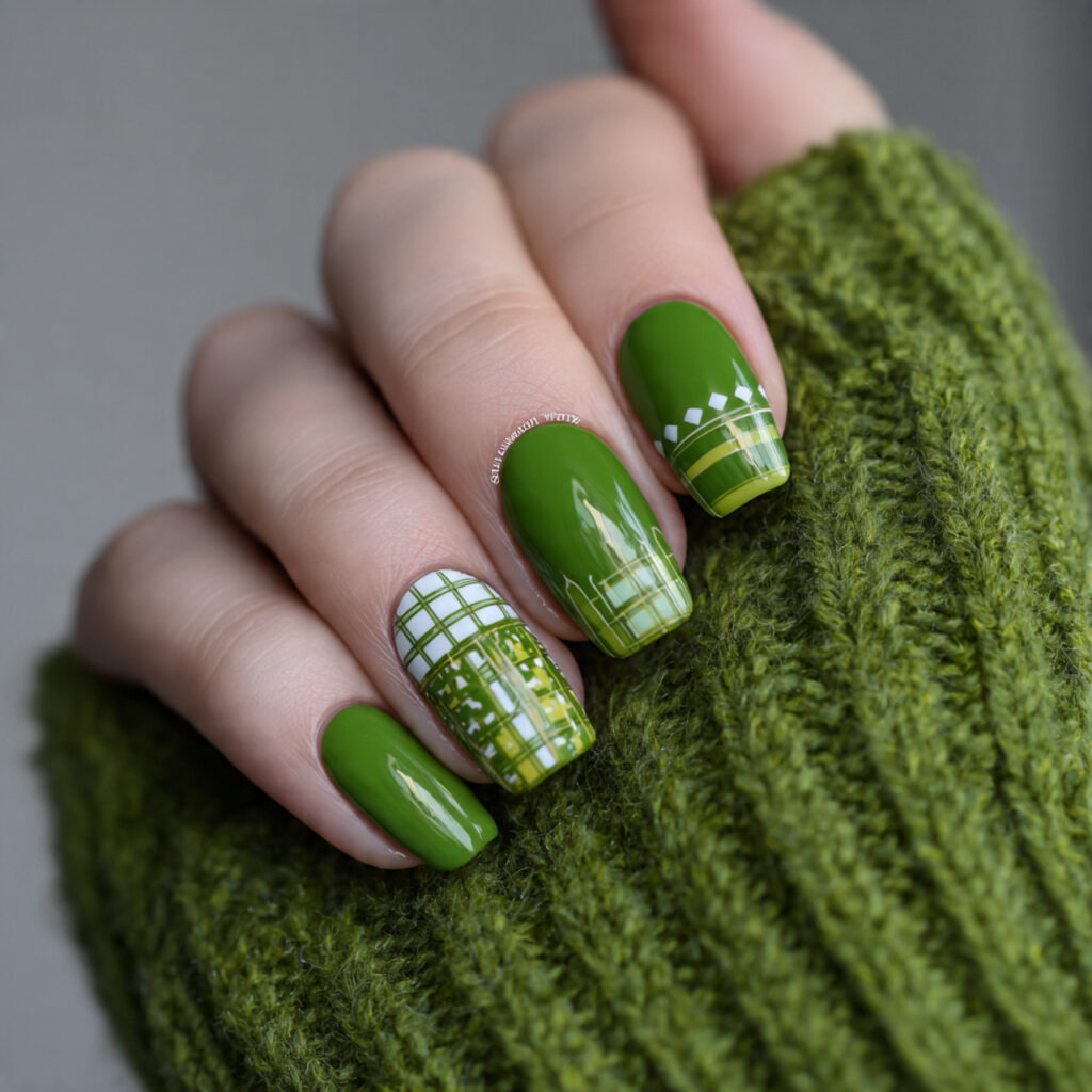 kelly green square nails