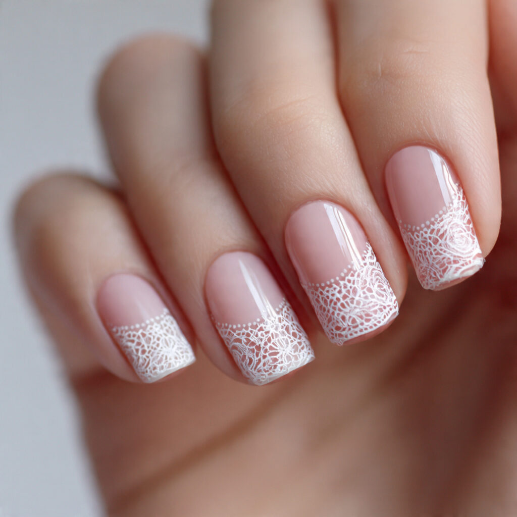 lace inspired nails add a soft feminine touch