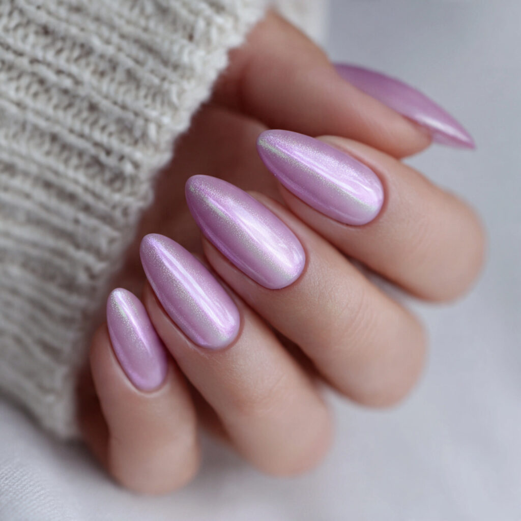 lavender cat eye nails bring soft romantic