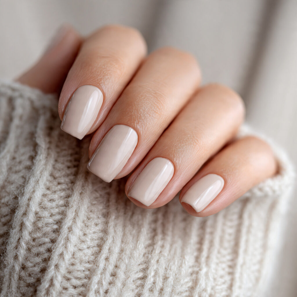 light beige january nails with creamy tones
