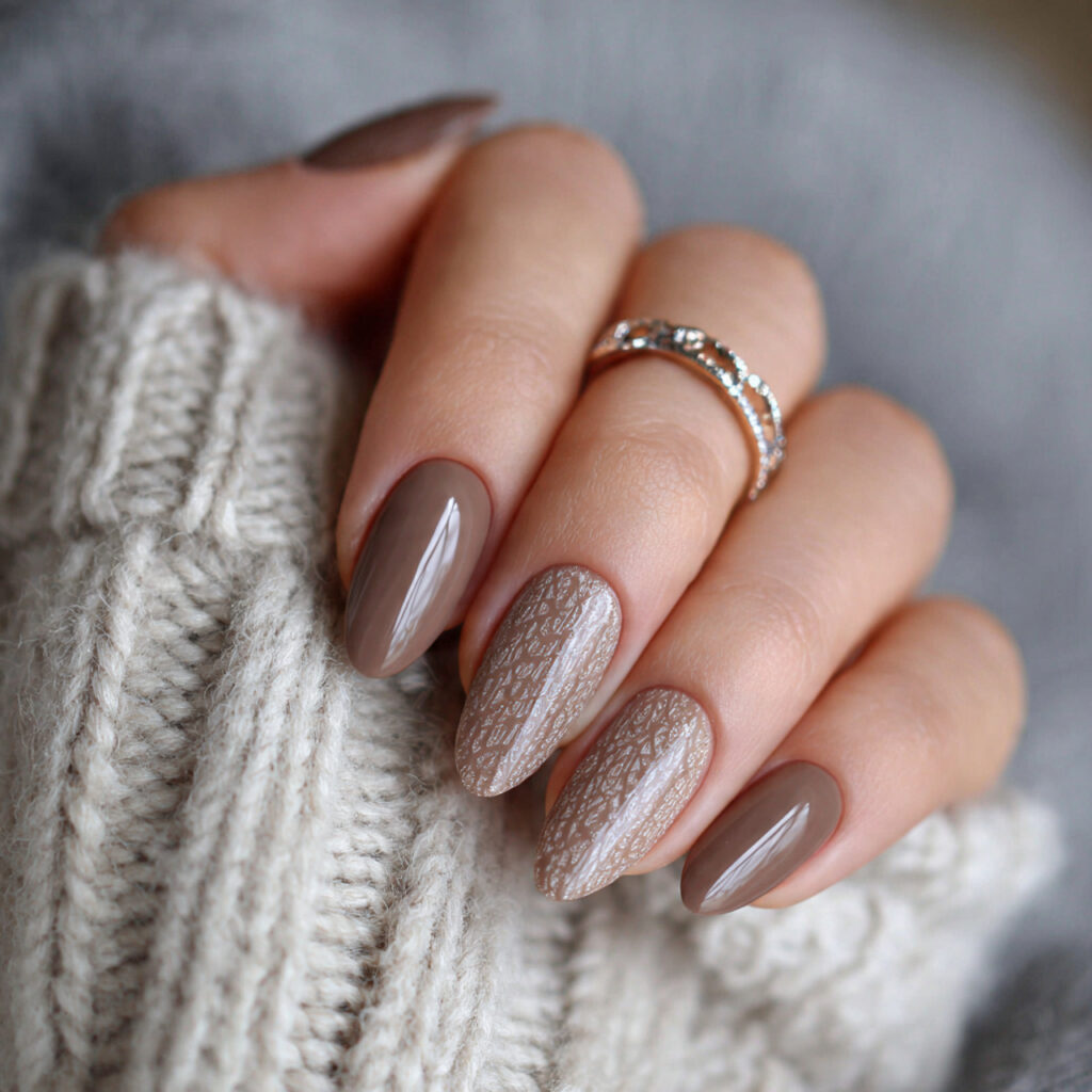 light brown winter nails for a cozy