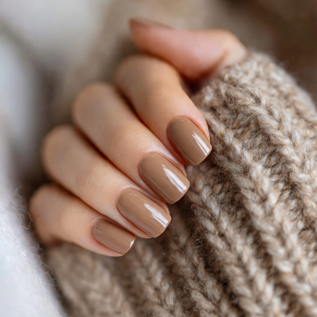 light caramel cozy february nails bring soft