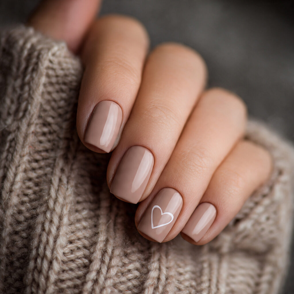 26 Neutral Valentine Nails for Short and Cozy Styles 7 light mocha nails feel warm and comforting