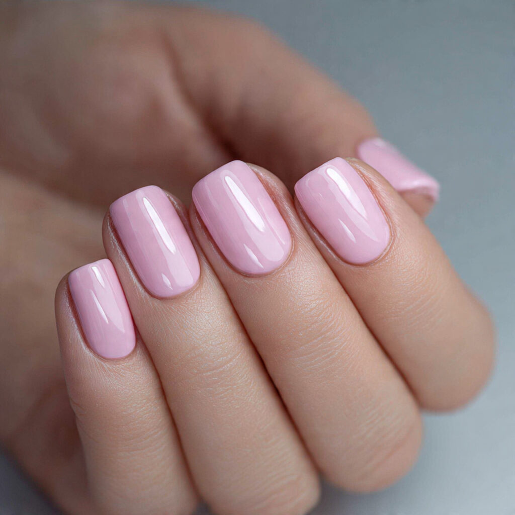 light pink gloss nails offer a clean