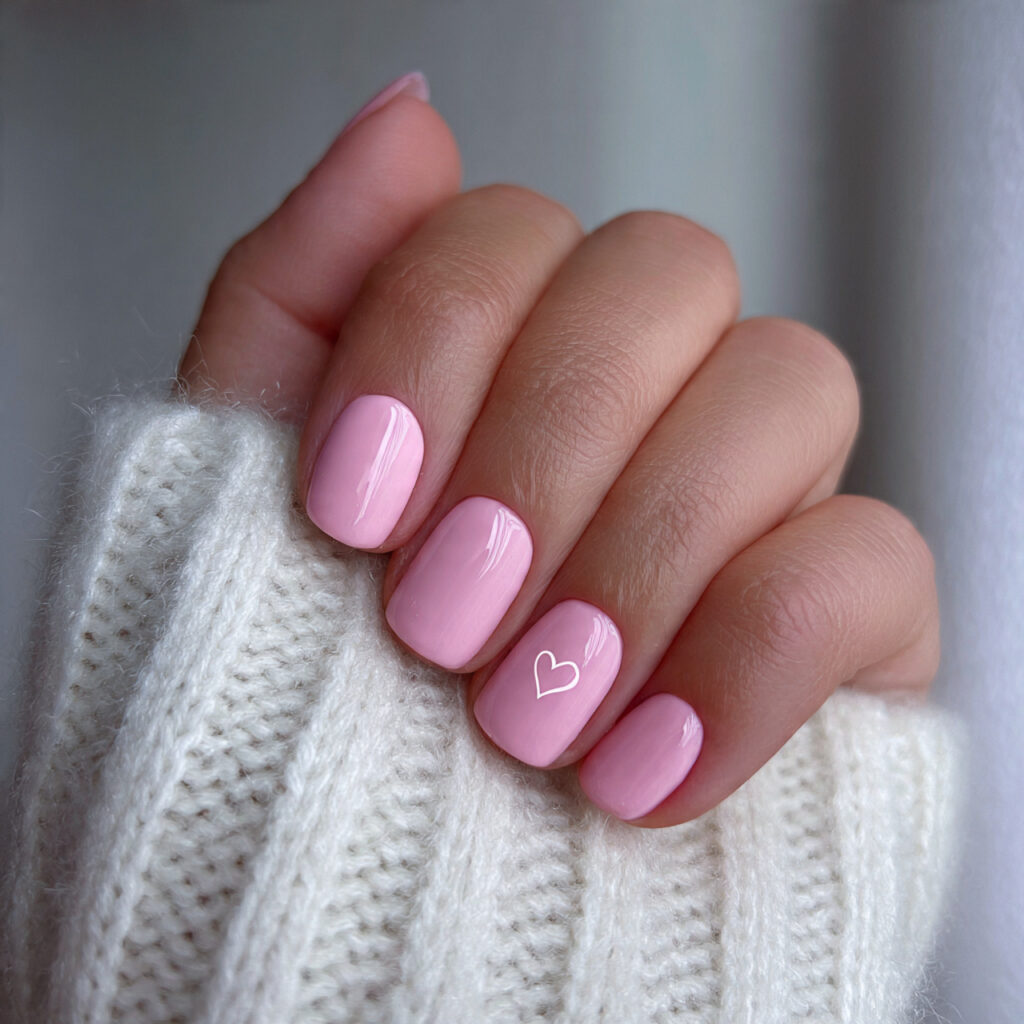light pink short valentine nails give a