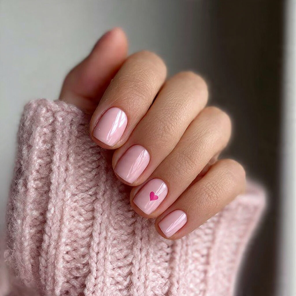 light rose short valentine nails add warmth