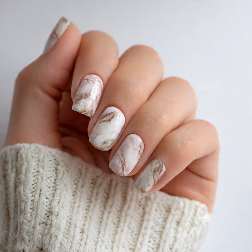 marble aesthetic nails recreate natural stone patterns