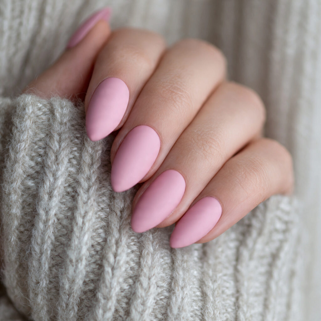 matte finish neutral creates modern valentine nails