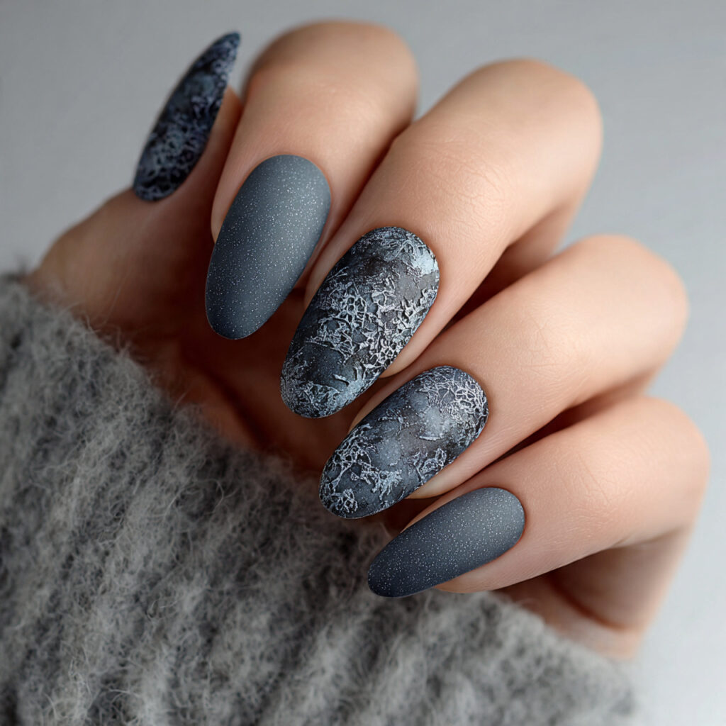 matte nails with frosted finish