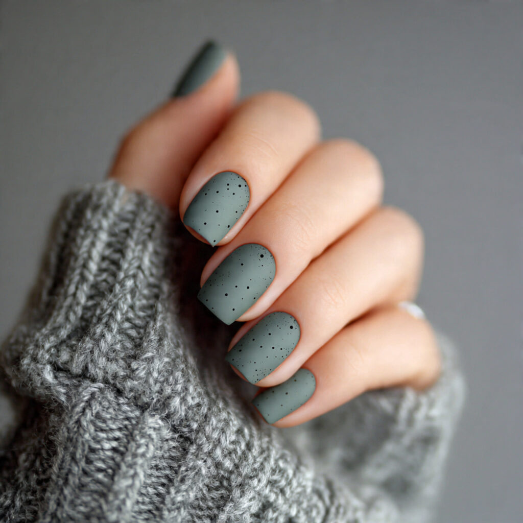 26 Neutral Valentine Nails for Short and Cozy Styles 25 matte nails with tiny side dot