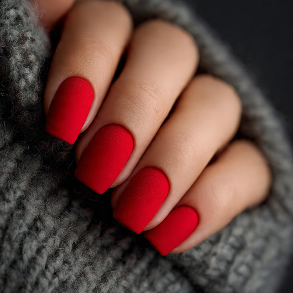 matte red nails for a modern look