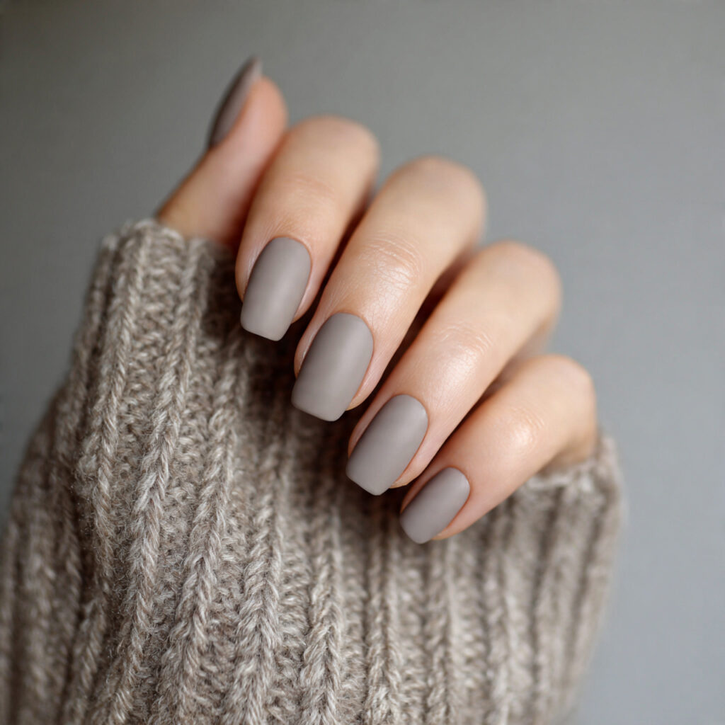 matte taupe nails for a calm thoughtful
