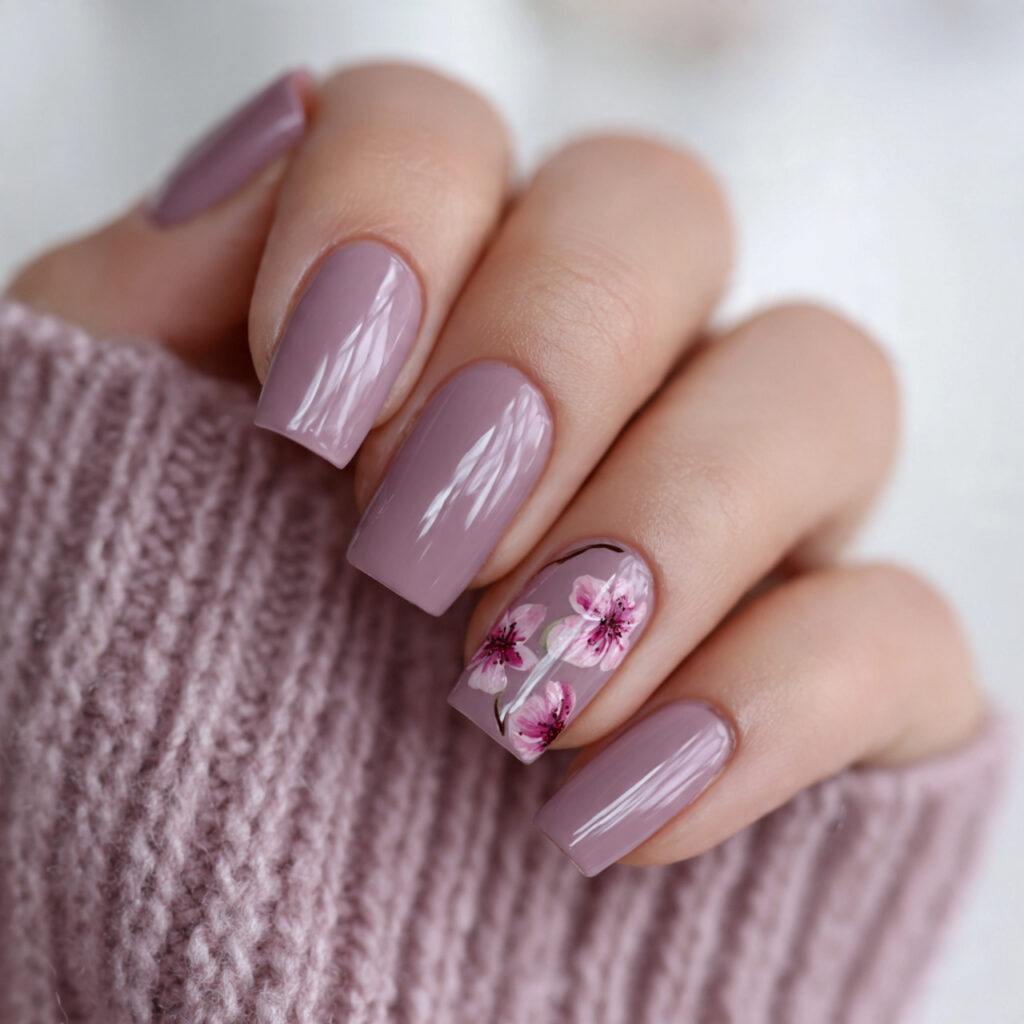mauve square nails