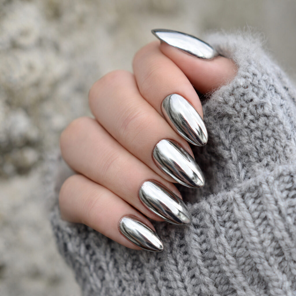 metallic silver nails