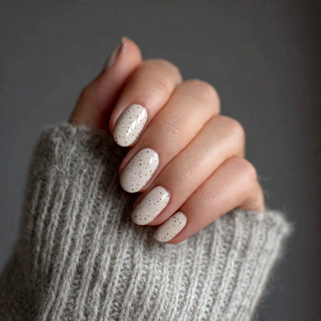 26 Neutral Valentine Nails for Short and Cozy Styles 3 milky nails with minimal dot detail