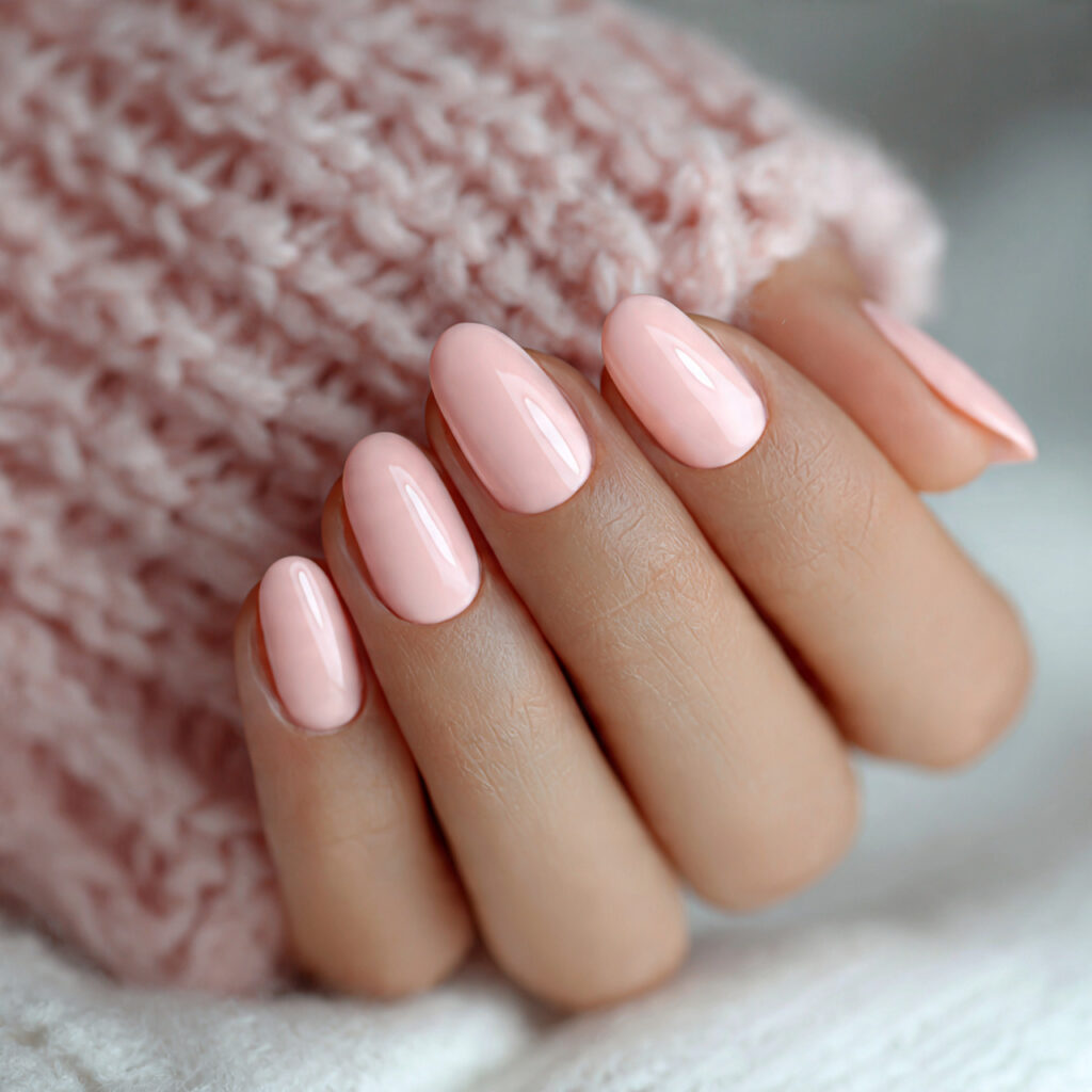 milky peach nails are gaining attention in