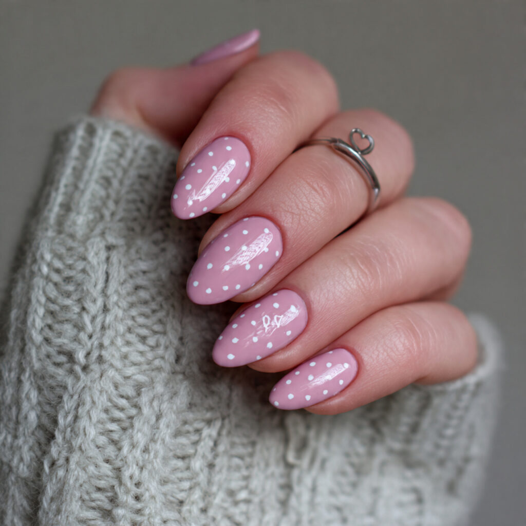milky pink nails with a minimal love