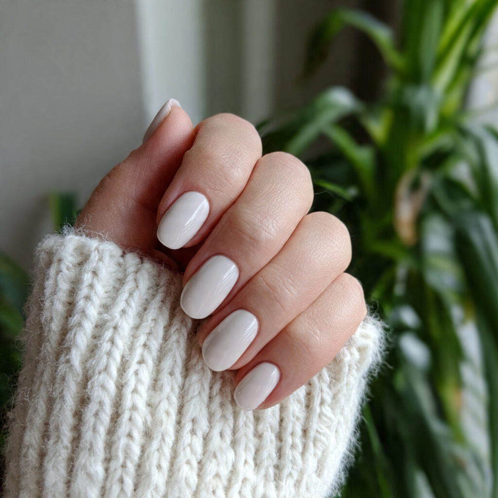 milky white nails for a clean january