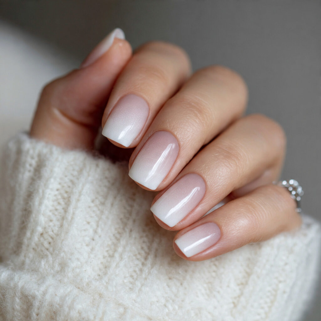 milky white ombre january nails create a