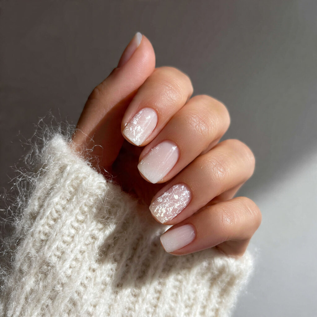 milky white valentine nails offer a softer